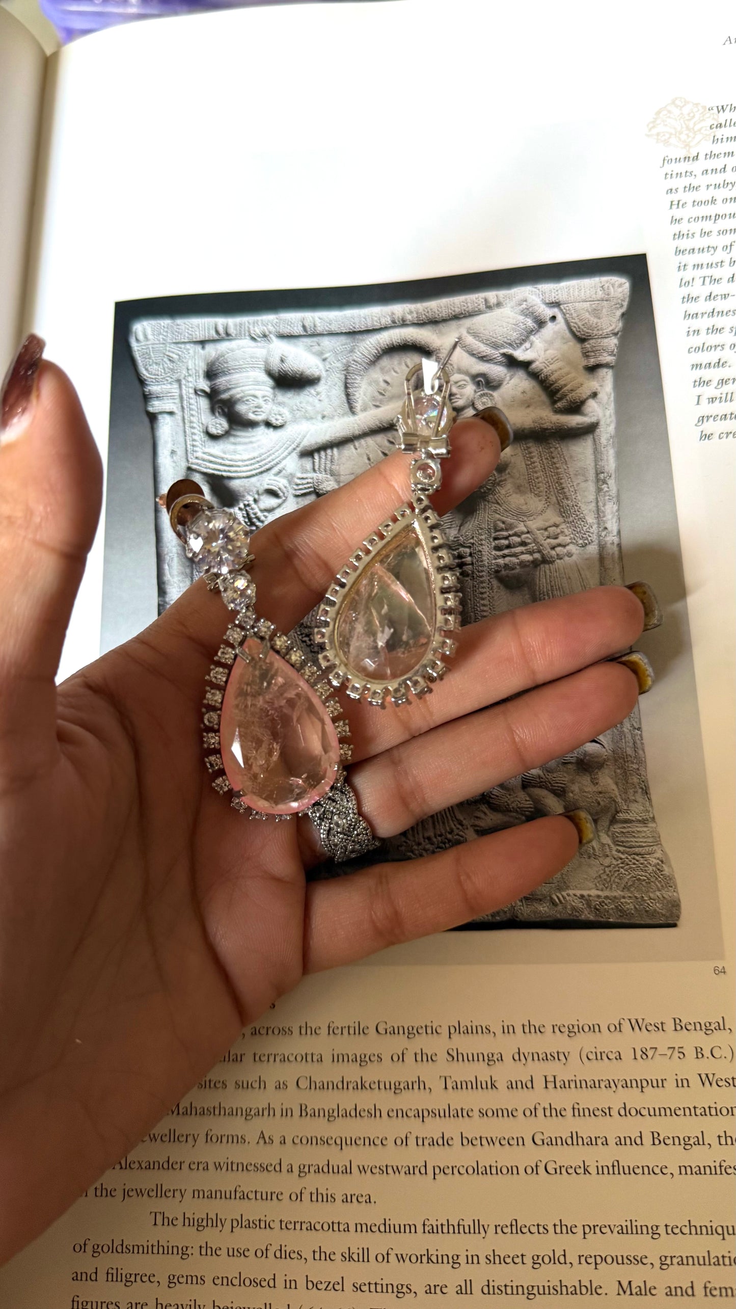 Peach doublet diamond earrings