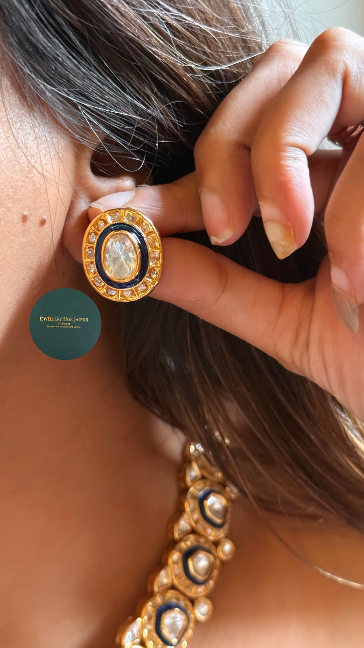 Sapphire Meenakari polki collar set