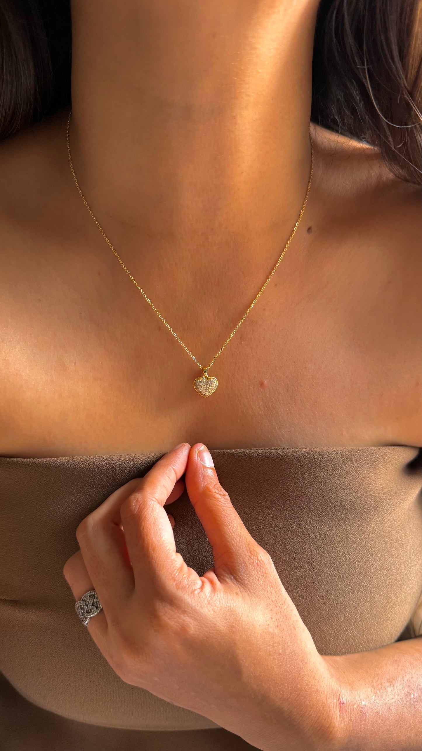 Heartshape cluster diamond pendant set