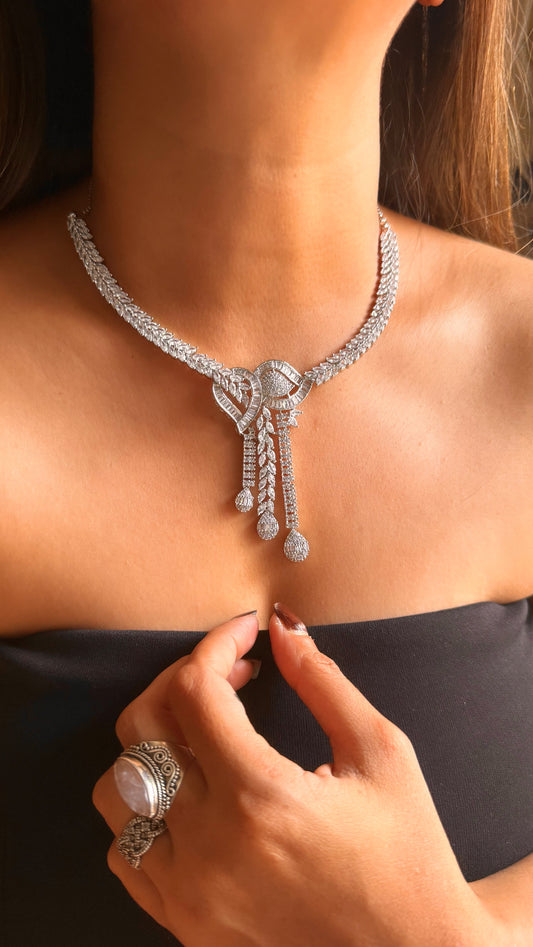 Peacock shape cz diamond necklace