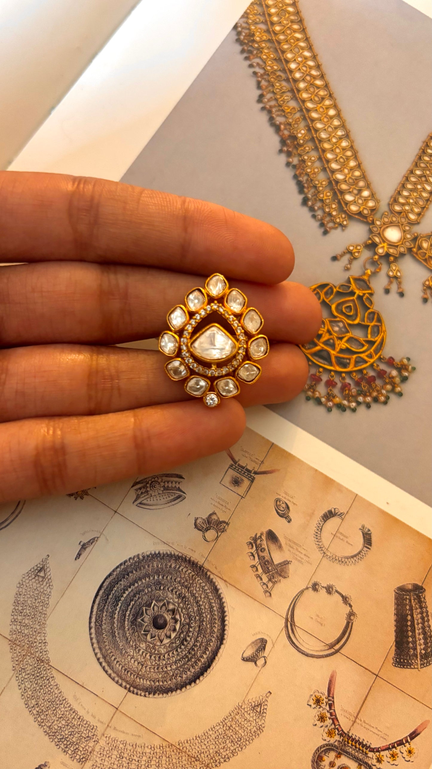Uncut polki Madhubani Ring