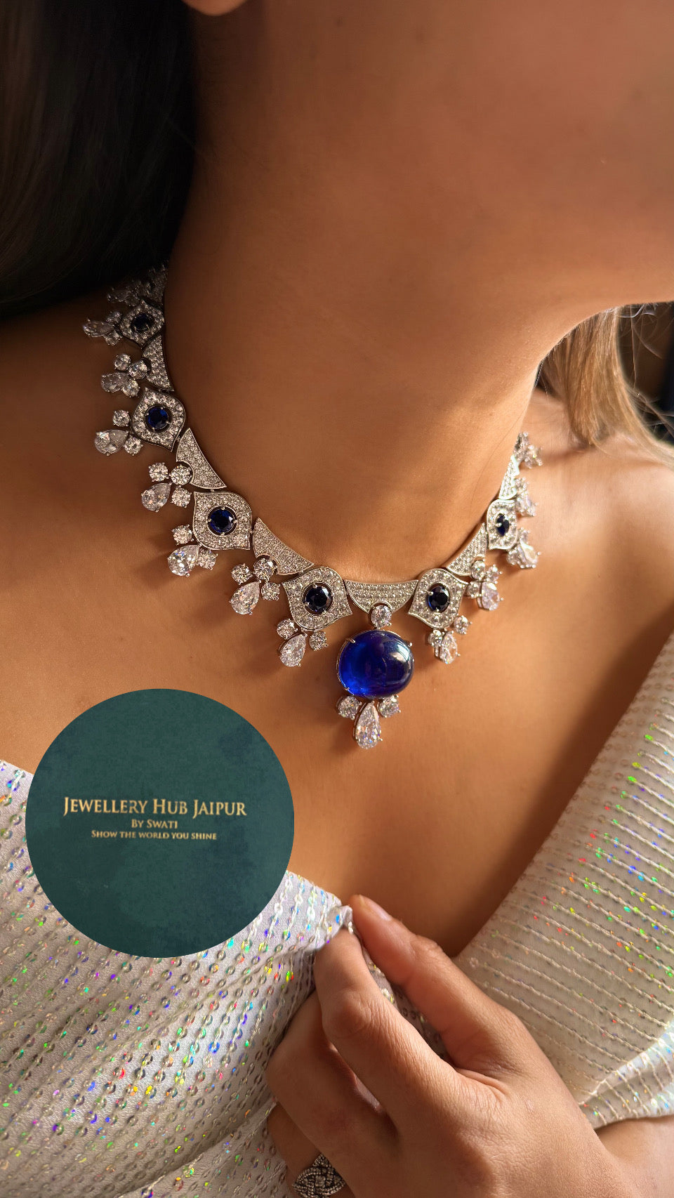 Sapphire bvlgari inspired diamond set