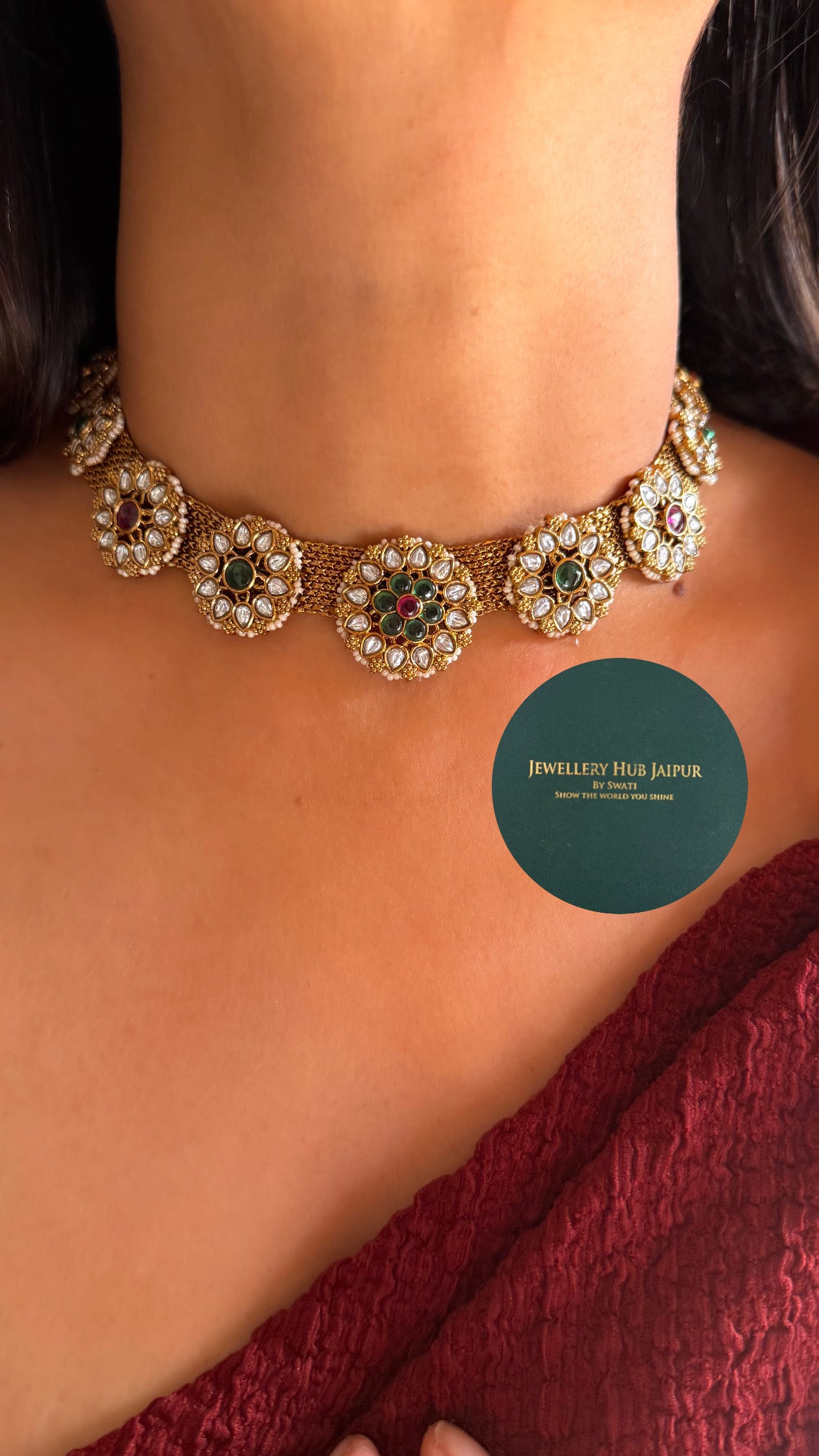 Emerald sabyasachi inspired floral choker