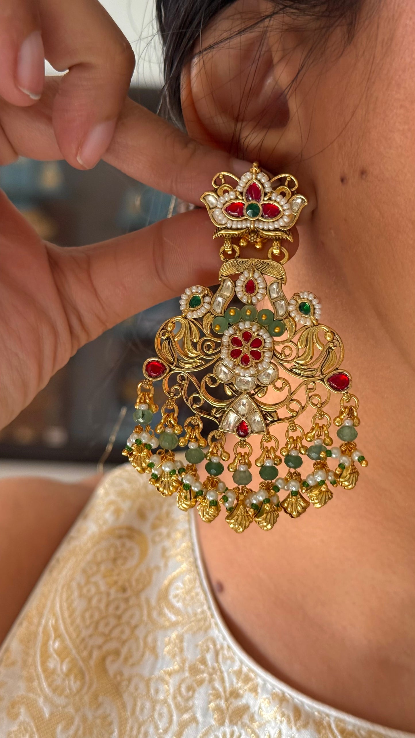 Heritage ruby & mint paachi polki necklace