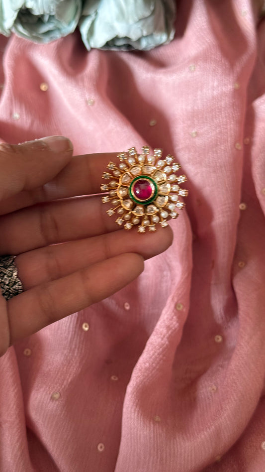 Ruby & emerald heritage adjustable ring