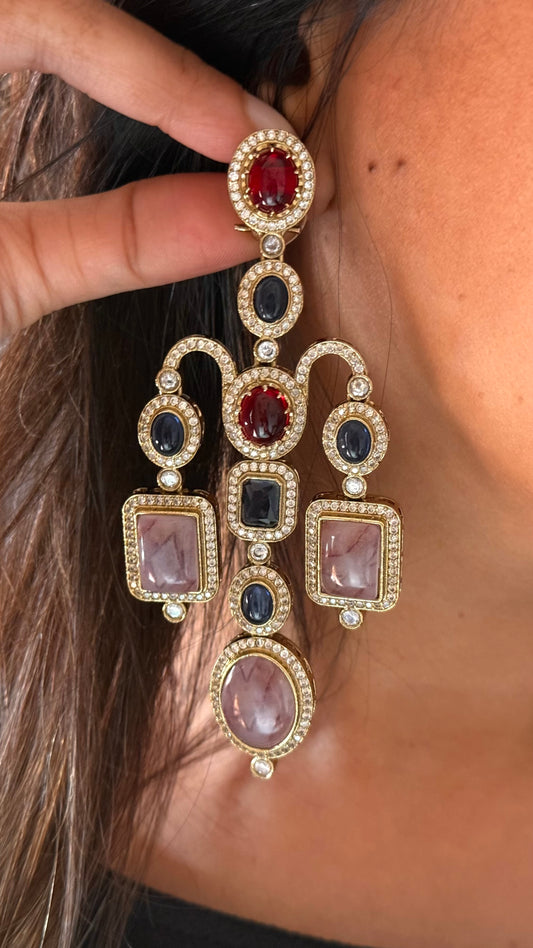 Sabya inspired with ruby doublet cocktail danglers