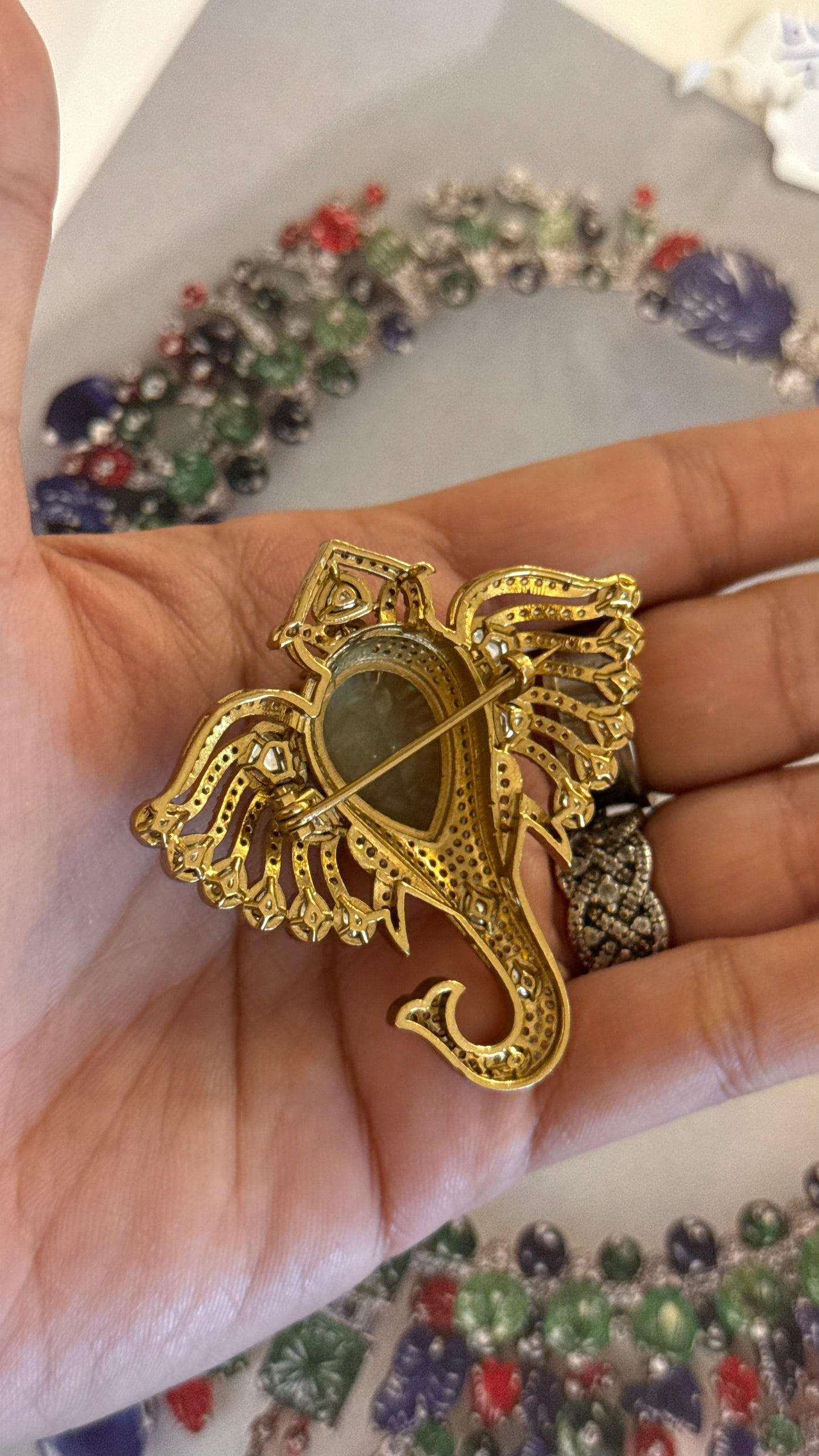 Gajanand inspired designer brooch (Mint)