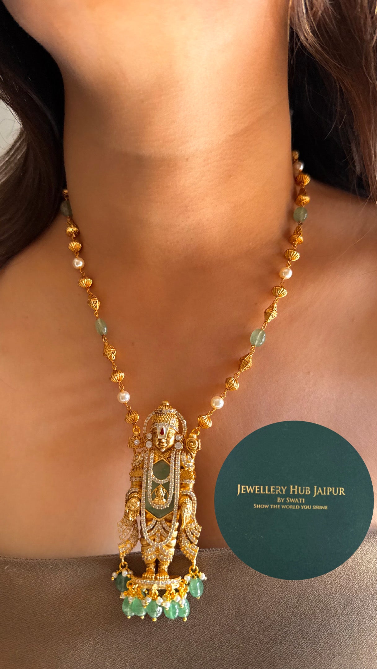 Lord Venkateswara mint pendant set