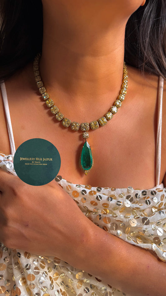 Topaz & Emerald diamond statement necklace