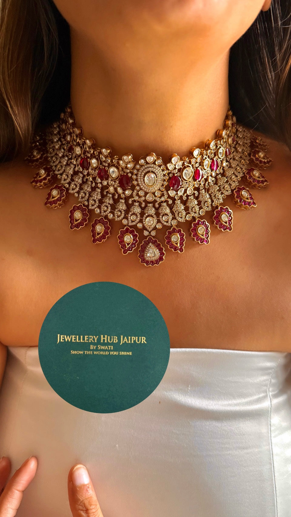 Rani pink Moissanite Victorian choker