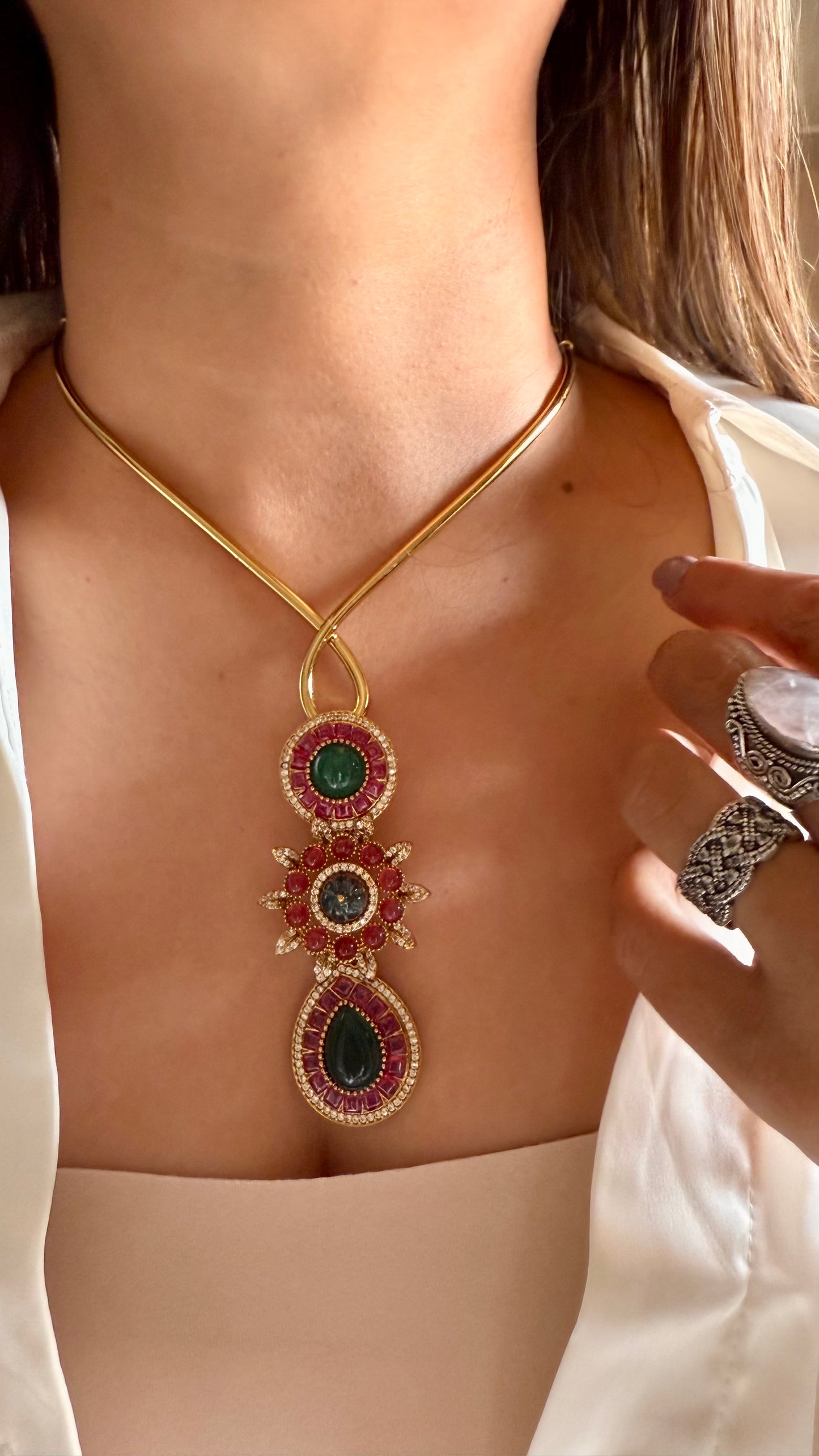 Sabyasachi inspired emerald & ruby necklace