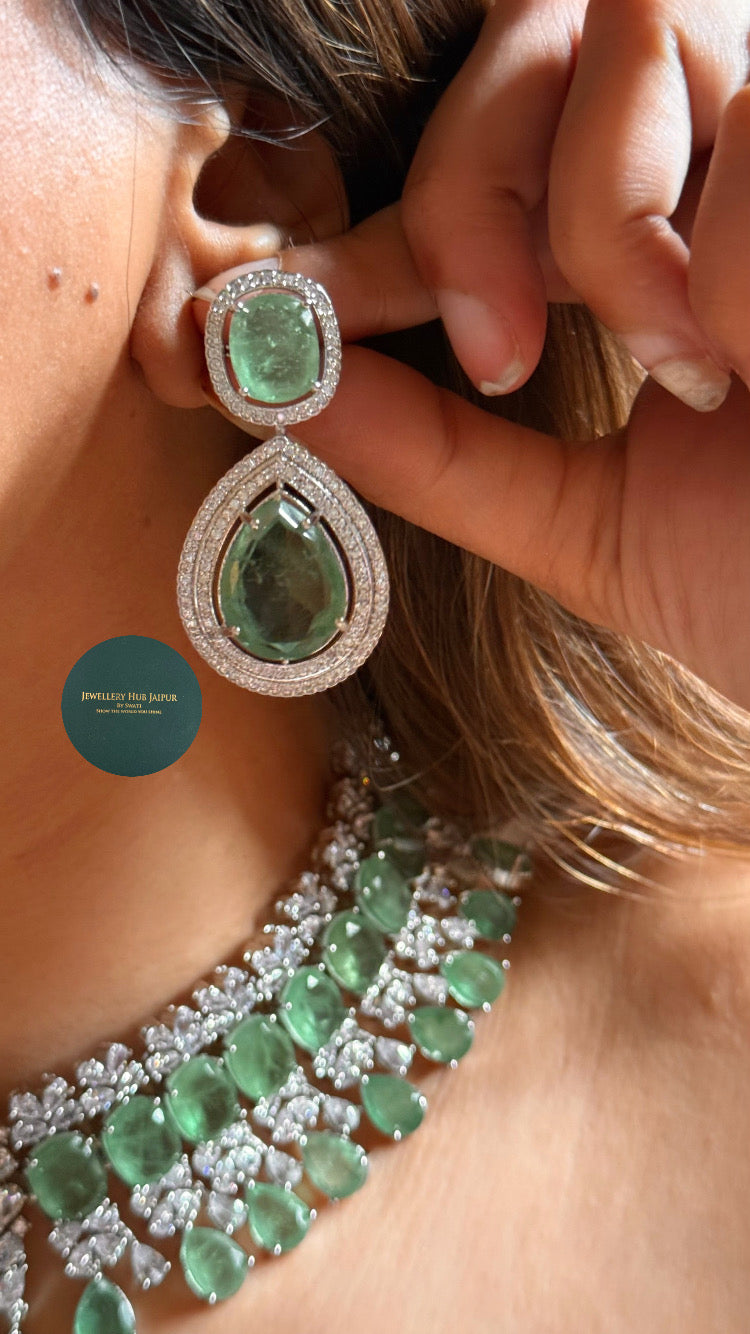 Mint doublet cz diamond designer choker set