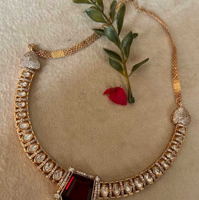 Ruby moissanite collar necklace