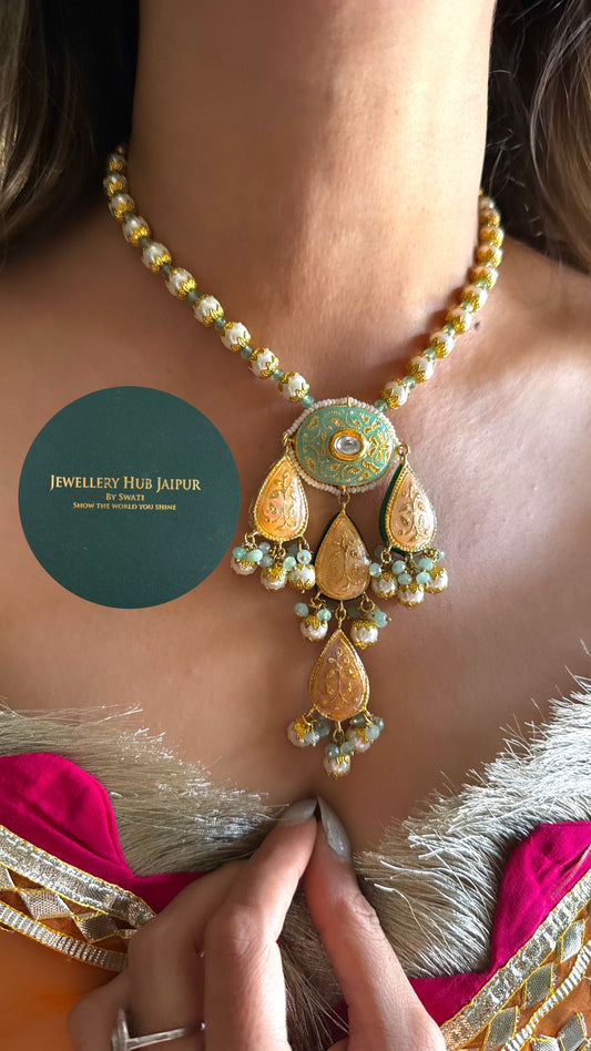Mint meenakari necklace
