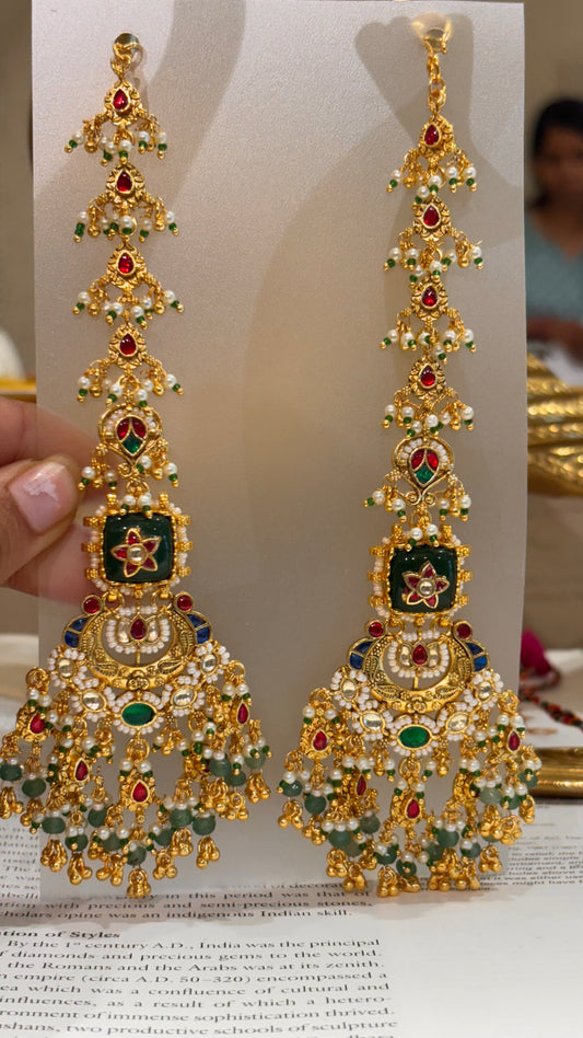 Heritage emerald inlay rajwada kanoti earrings