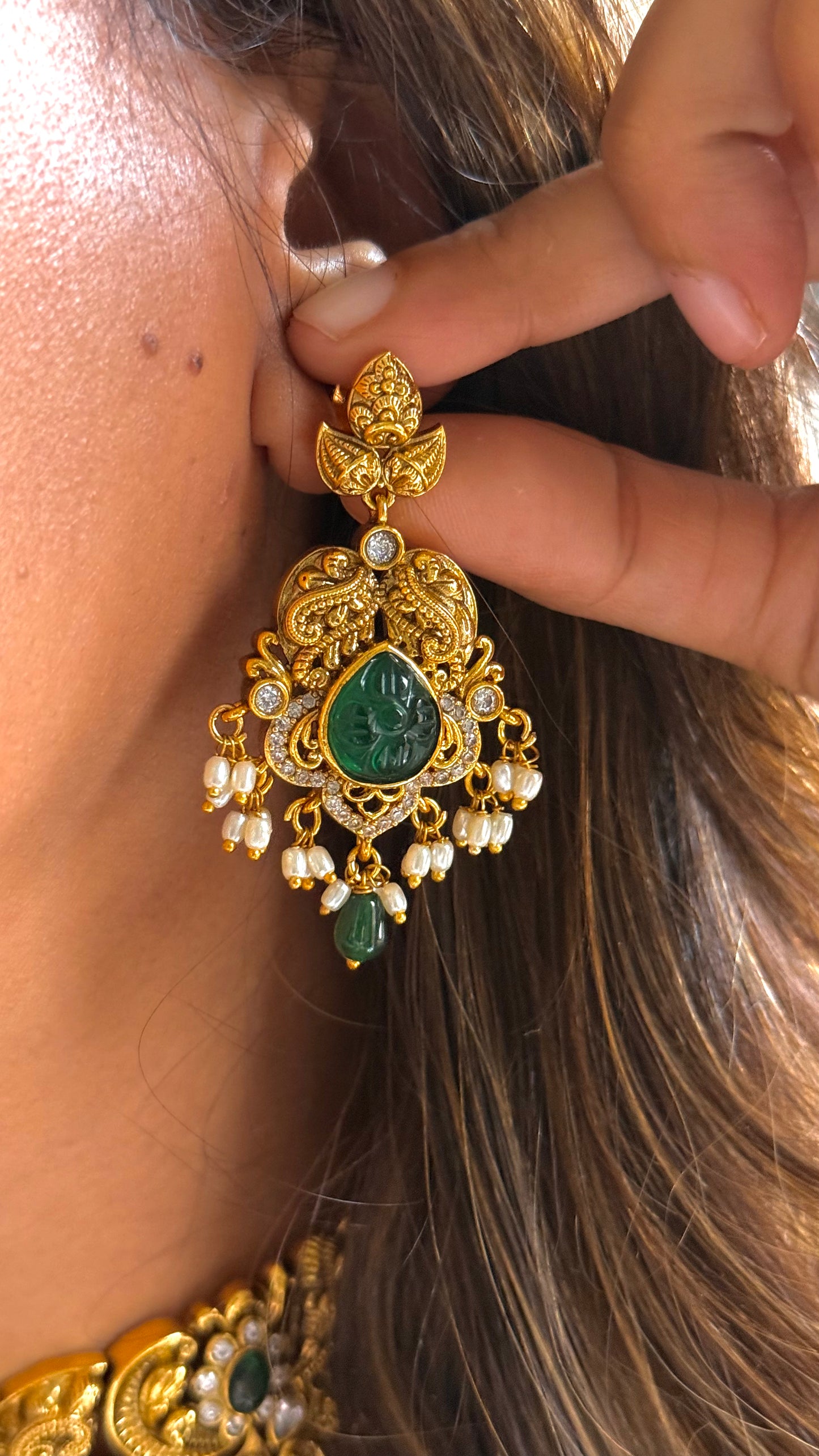 Emerald gold nakshi inspired choker