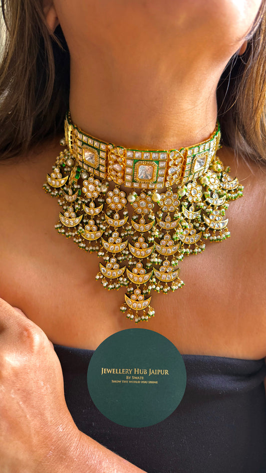 Chaand designer floral meenakari rajwada necklace