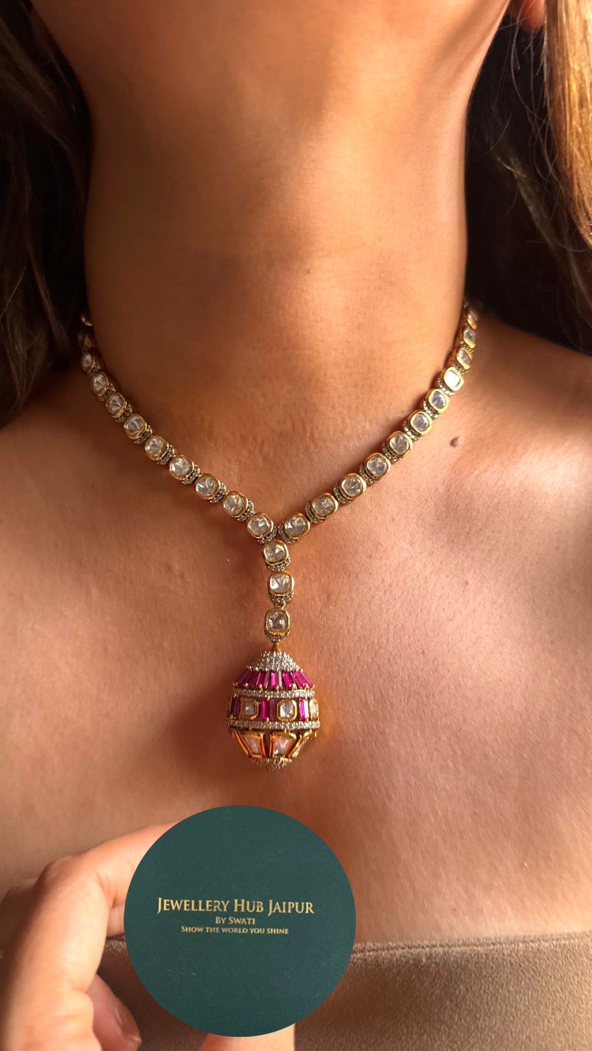 Cocktail Rani pink pendent set