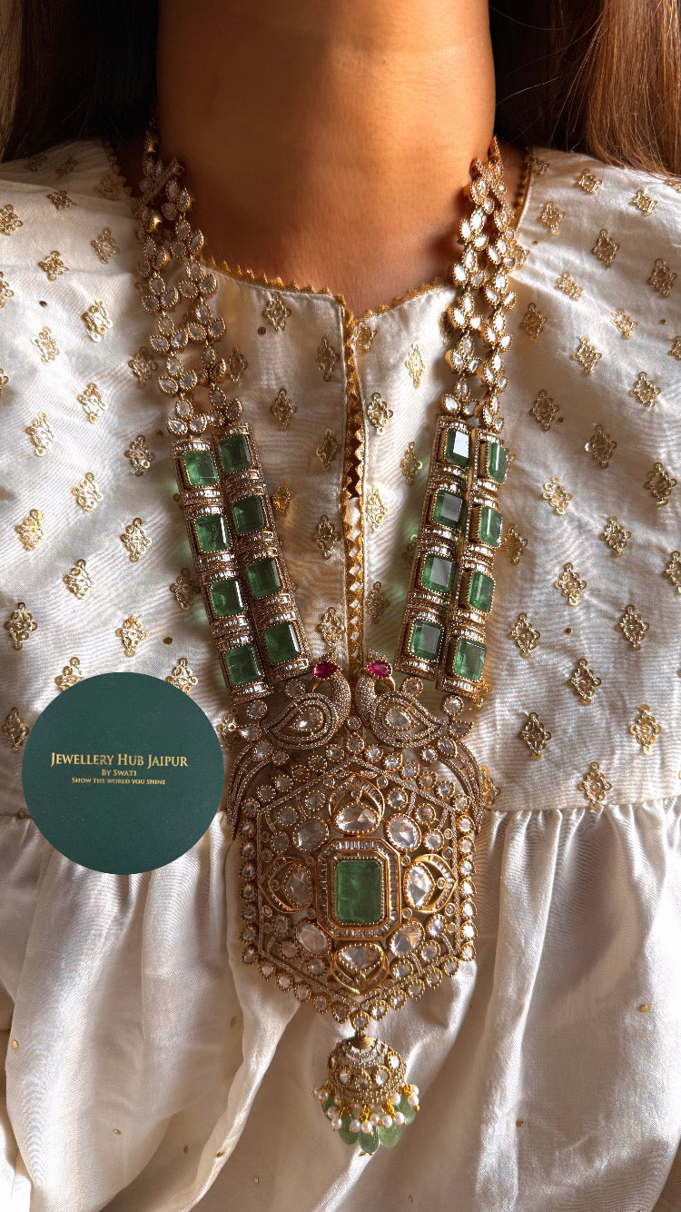 Vandana mint doublet moissanite peacock rani haar