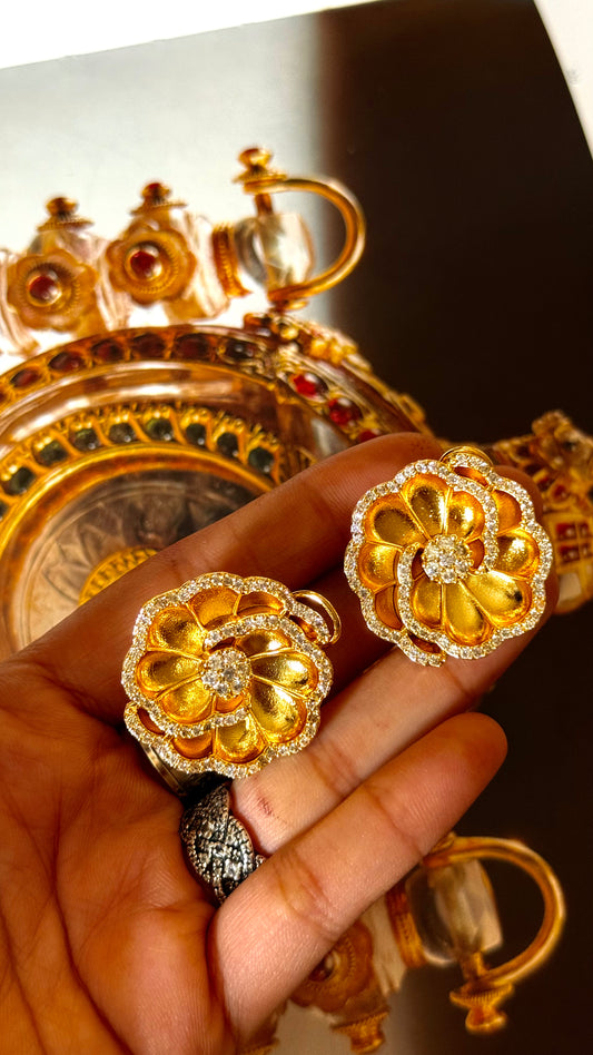 Dubai gold floral studs