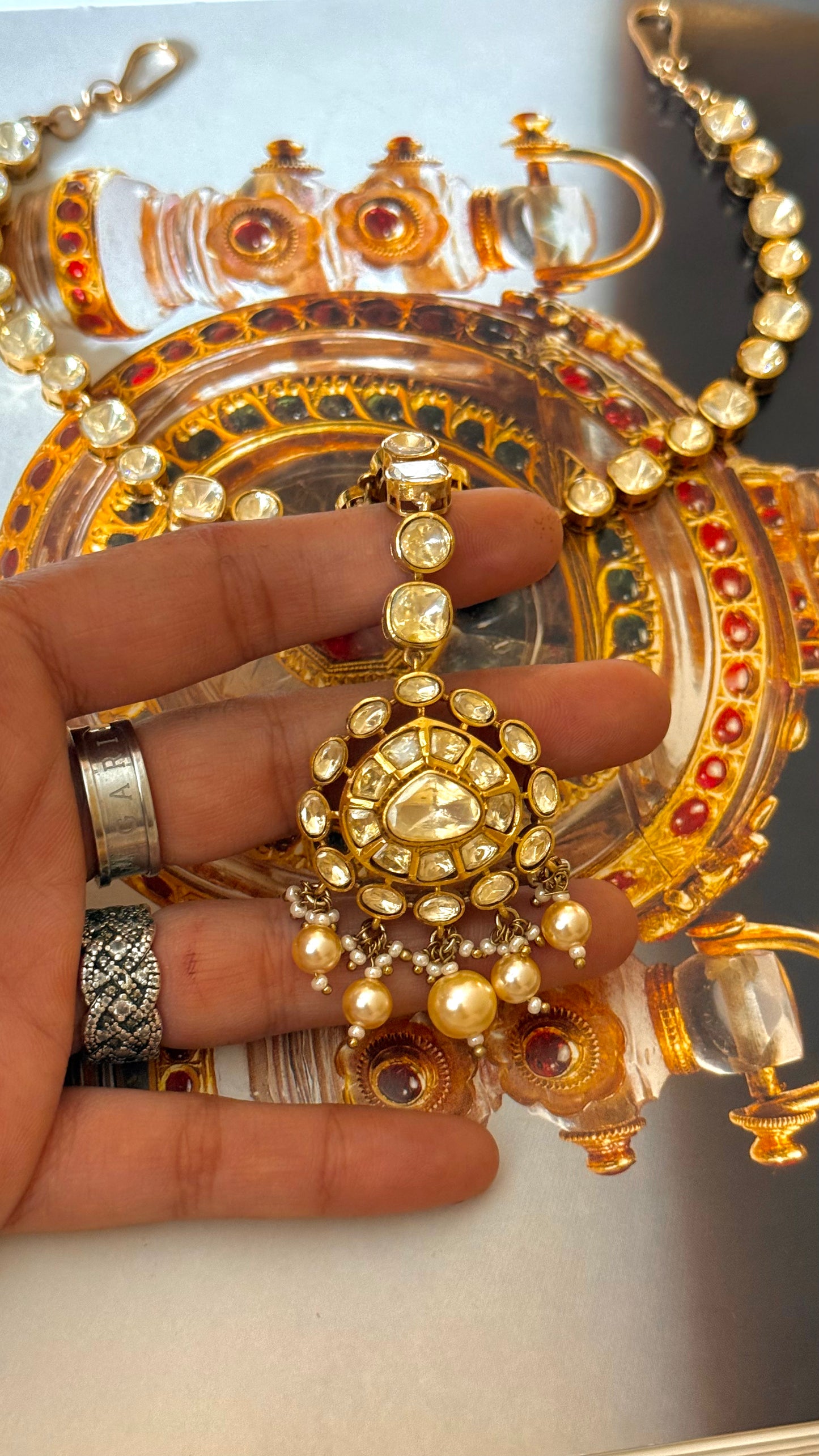 Peeli polki maangtika with sheeshpatti