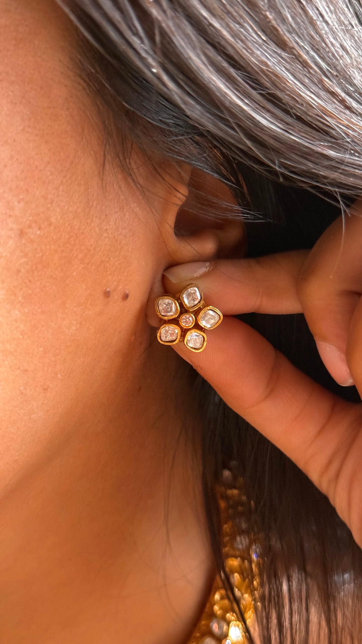 Moissanite polki gold polish Hasli Necklace