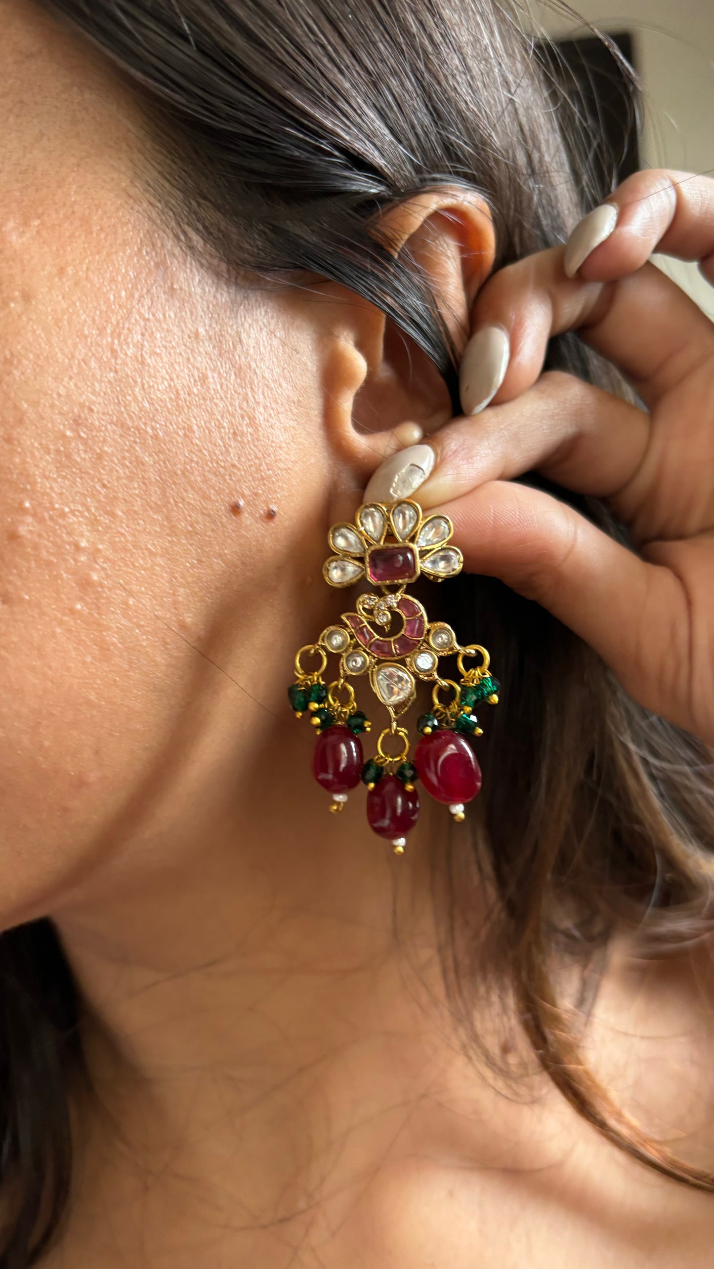 Ruby paachi polki necklace