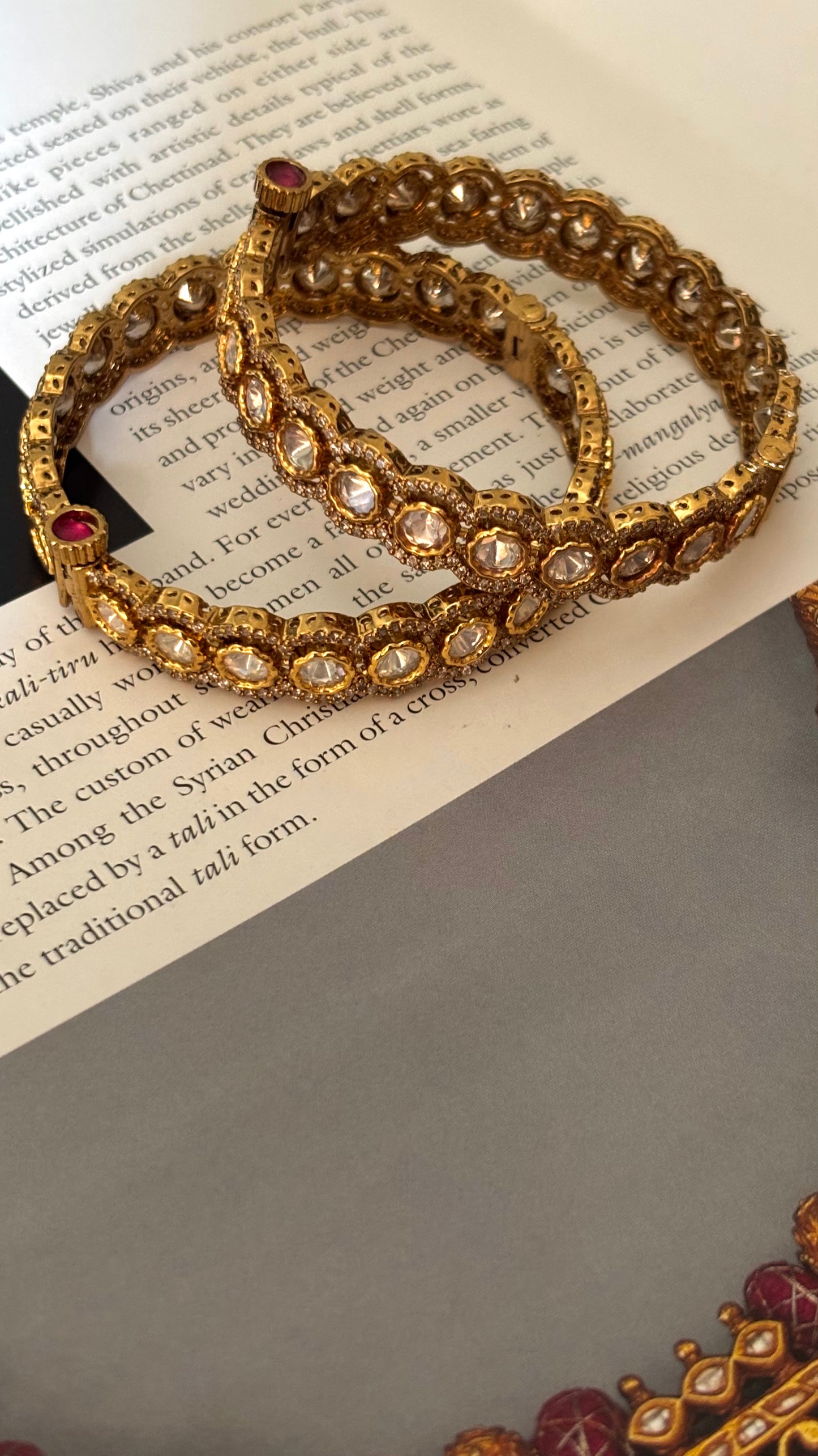 Real moissanite Victorian diamond polki bangles