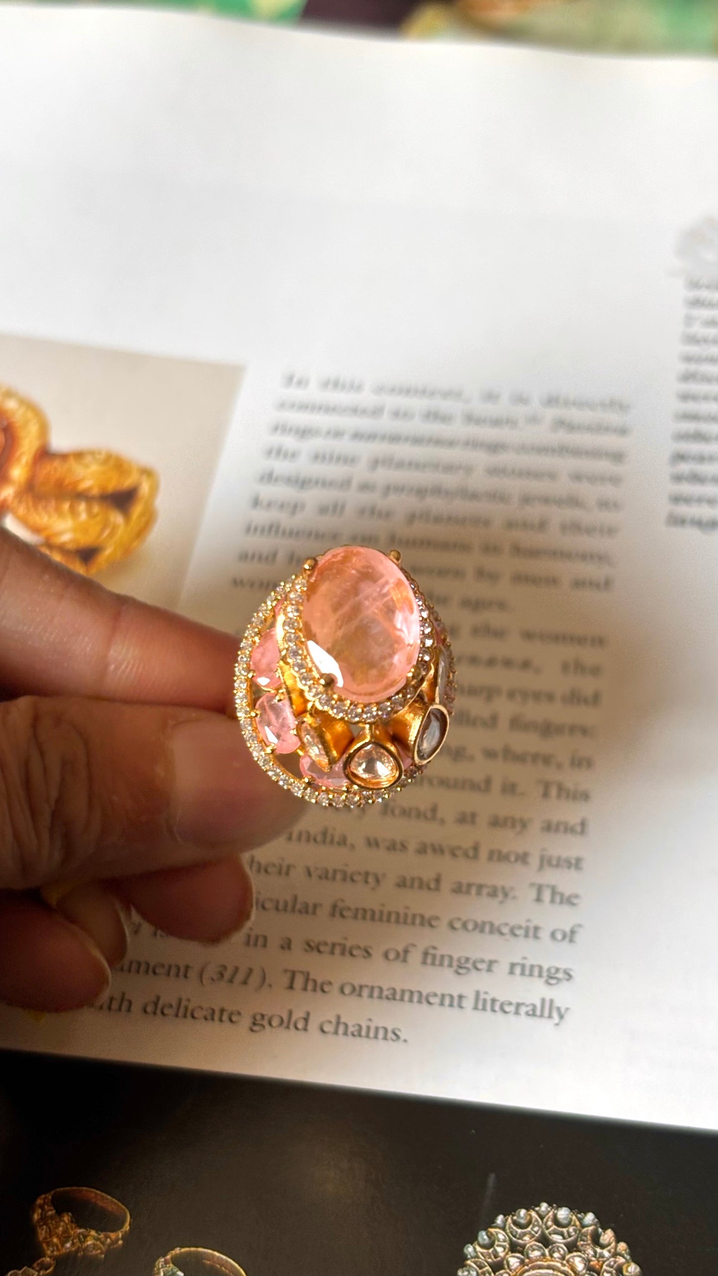 Peach crown moissanite Ring