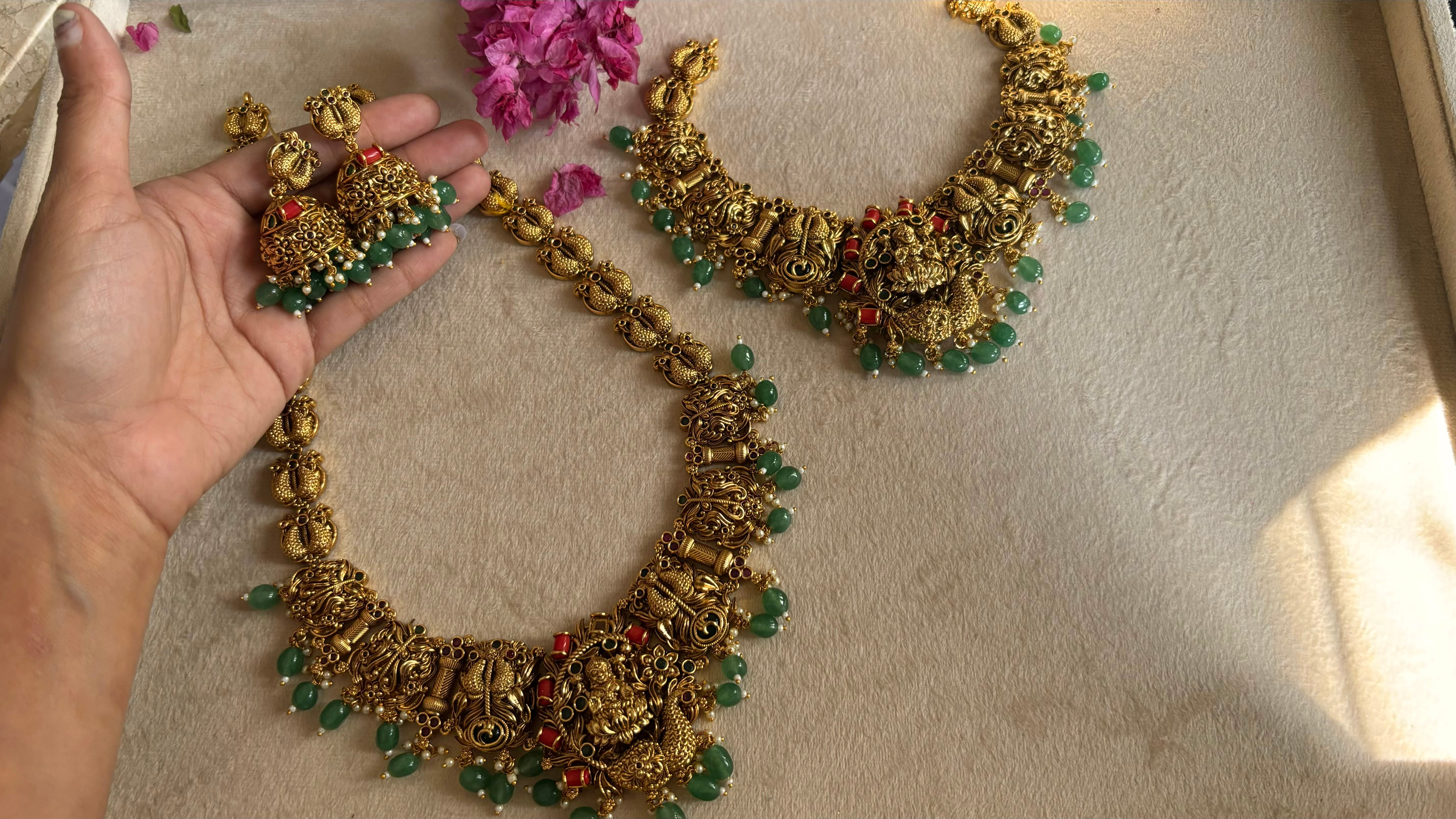 Temple jewellery combo with earrings