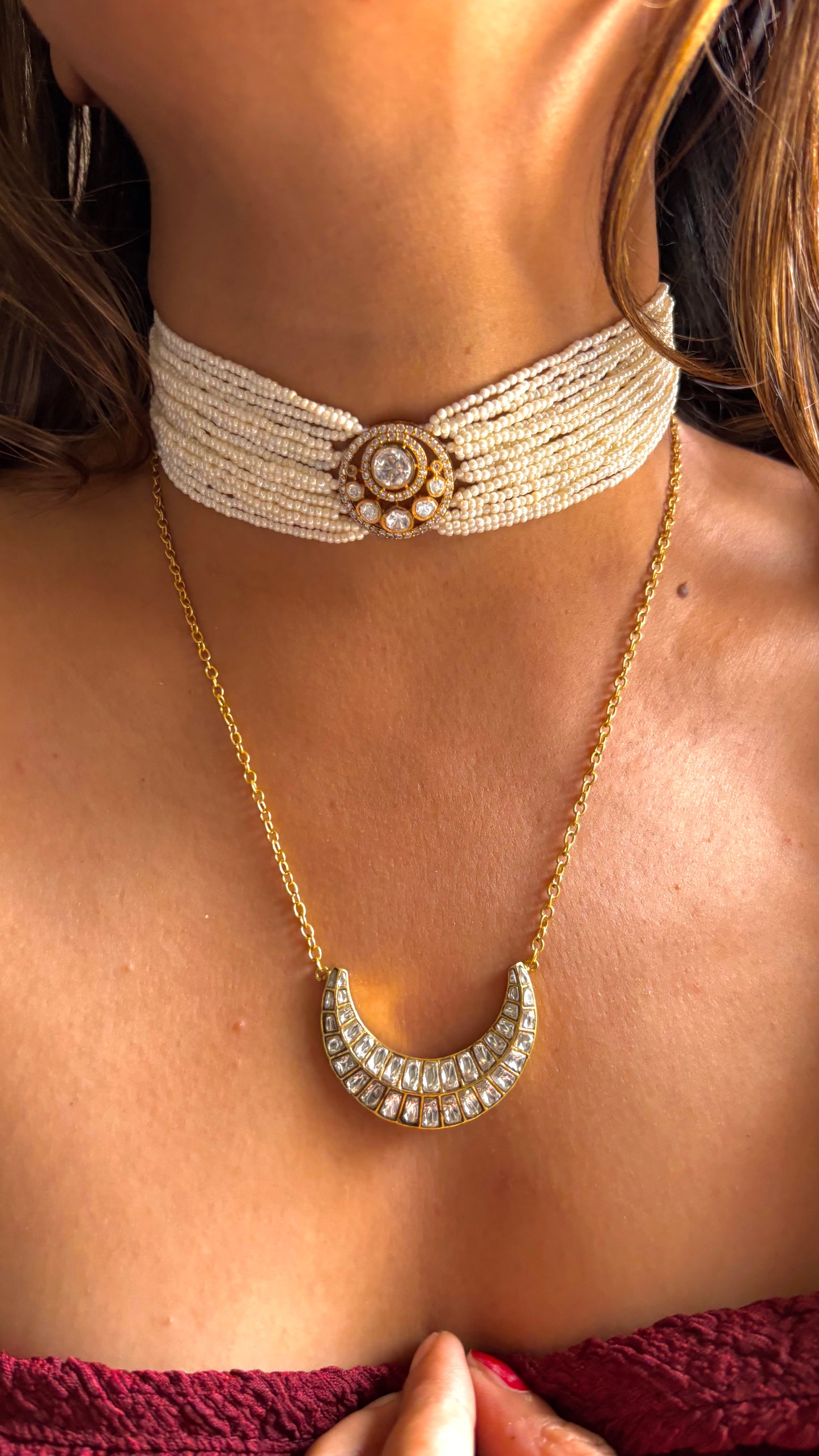 Pearl choker combo with pendant  necklace