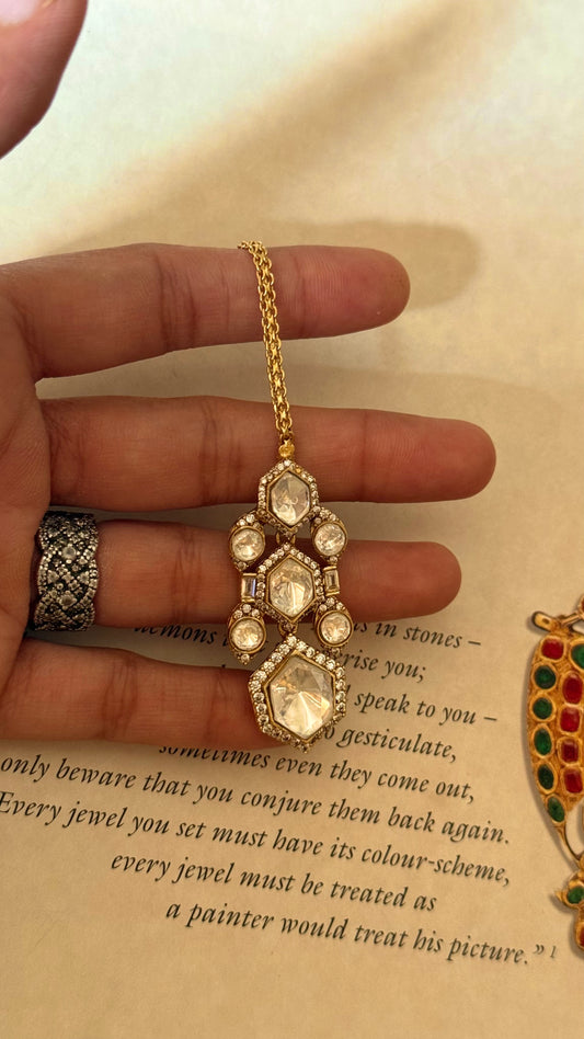 Moissanite polki maangtika