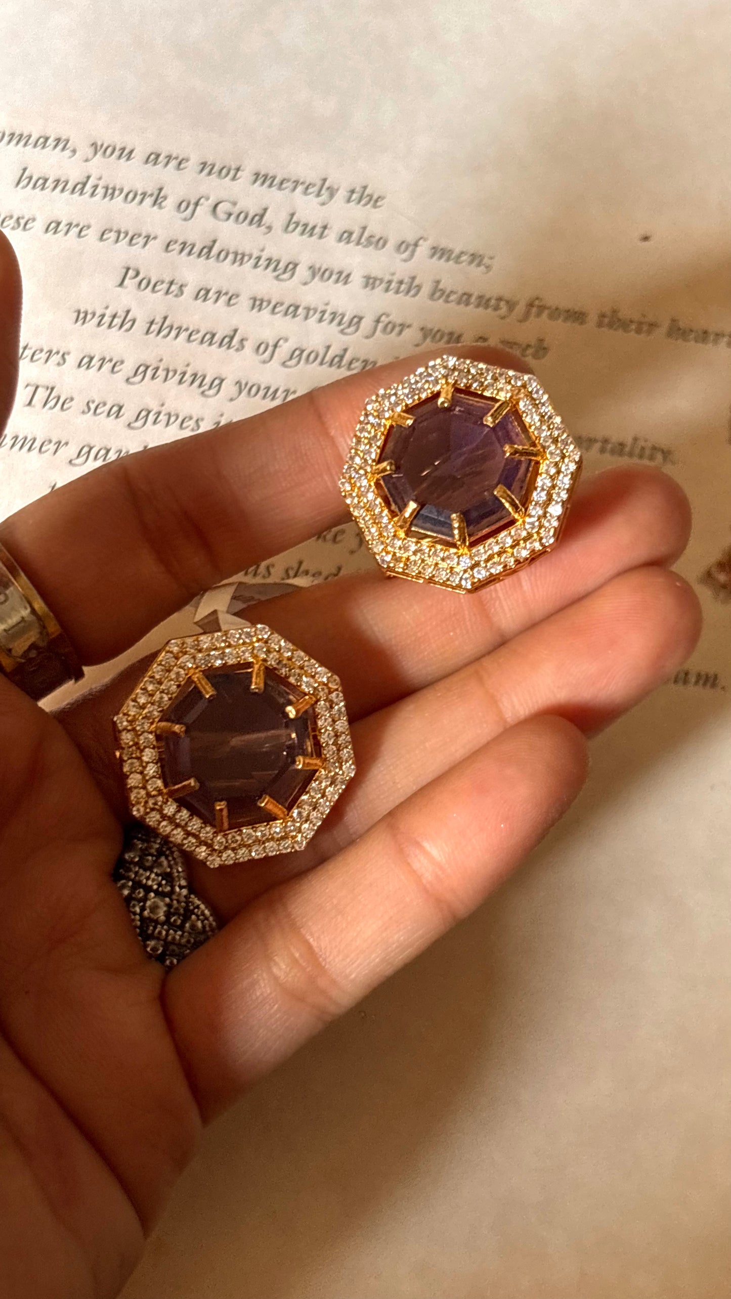 Tanzanite doublet moissanite Studs