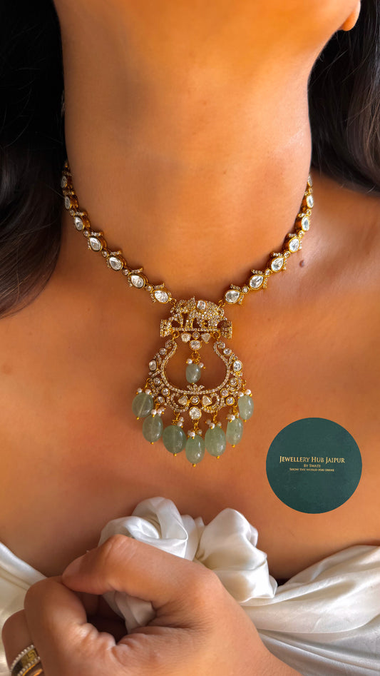 Gajanand inspired moissanite polki set