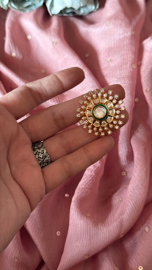 Emerald heritage adjustable ring