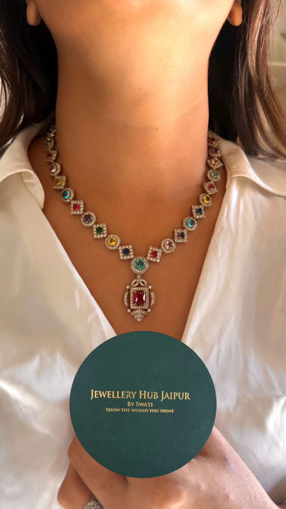 Swarovski look multicoloured sabyasachi inspired necklace