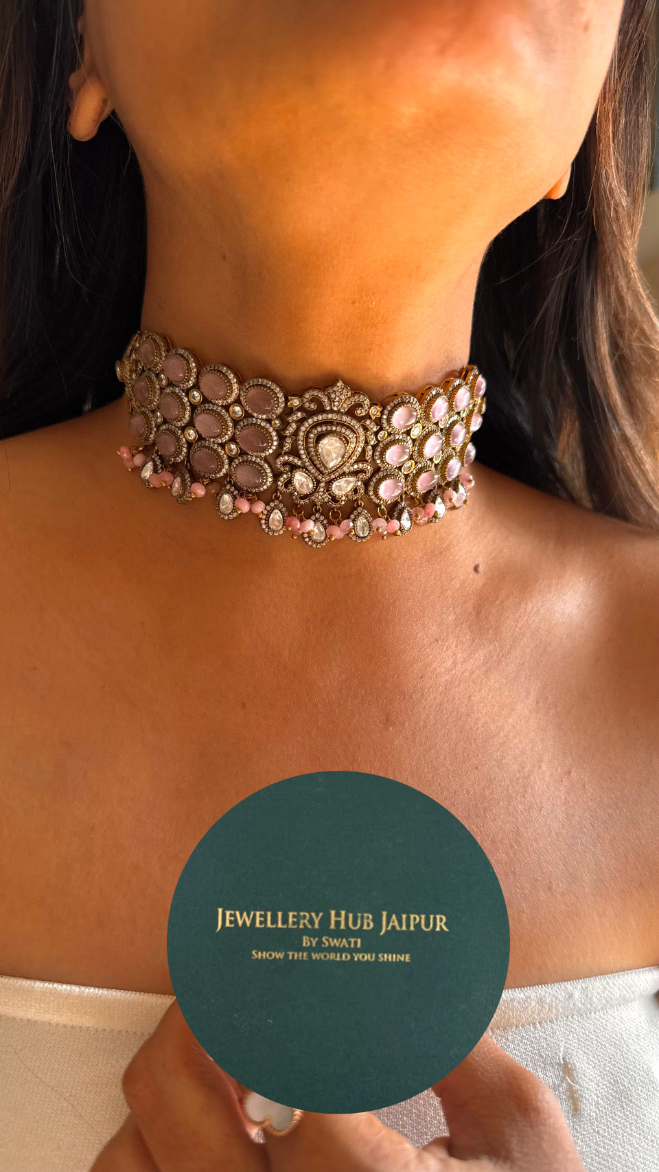 rose quartz victorian necklace