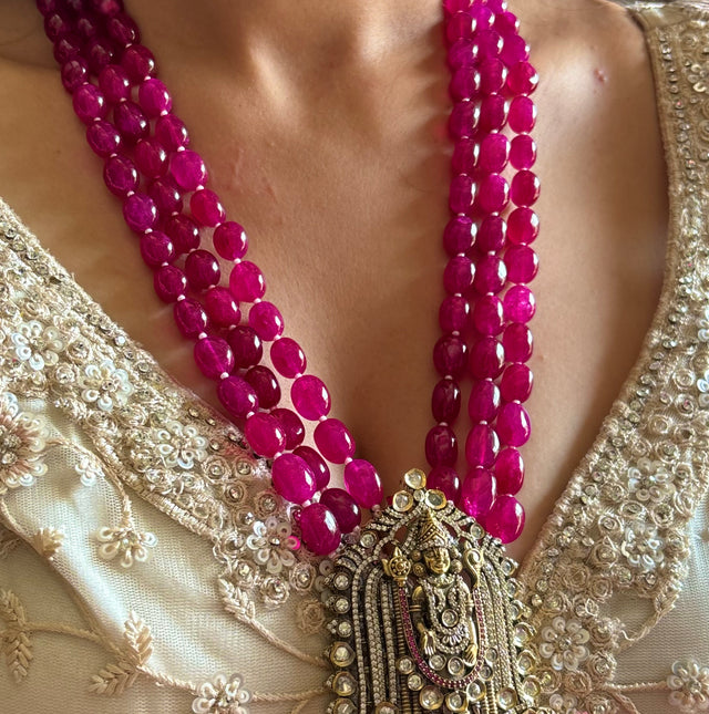 Ruby temple necklace with earrings