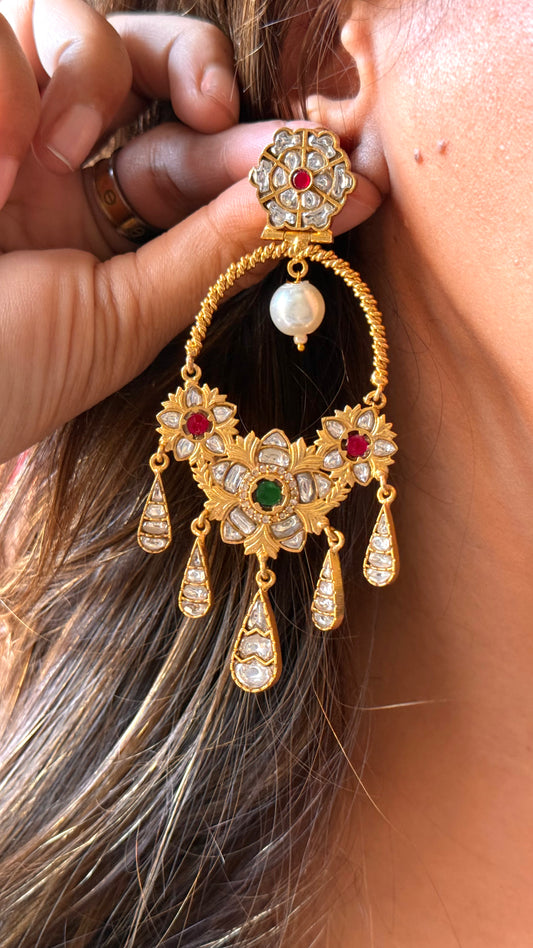 Amrapali inspired polki danglers