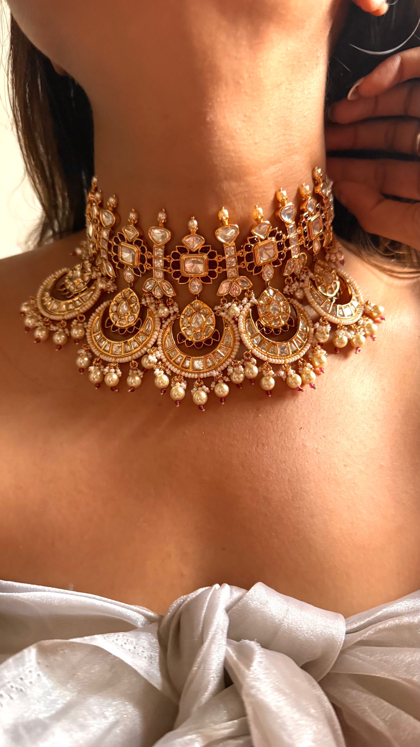 Heritage Ruby with kundan polki choker set