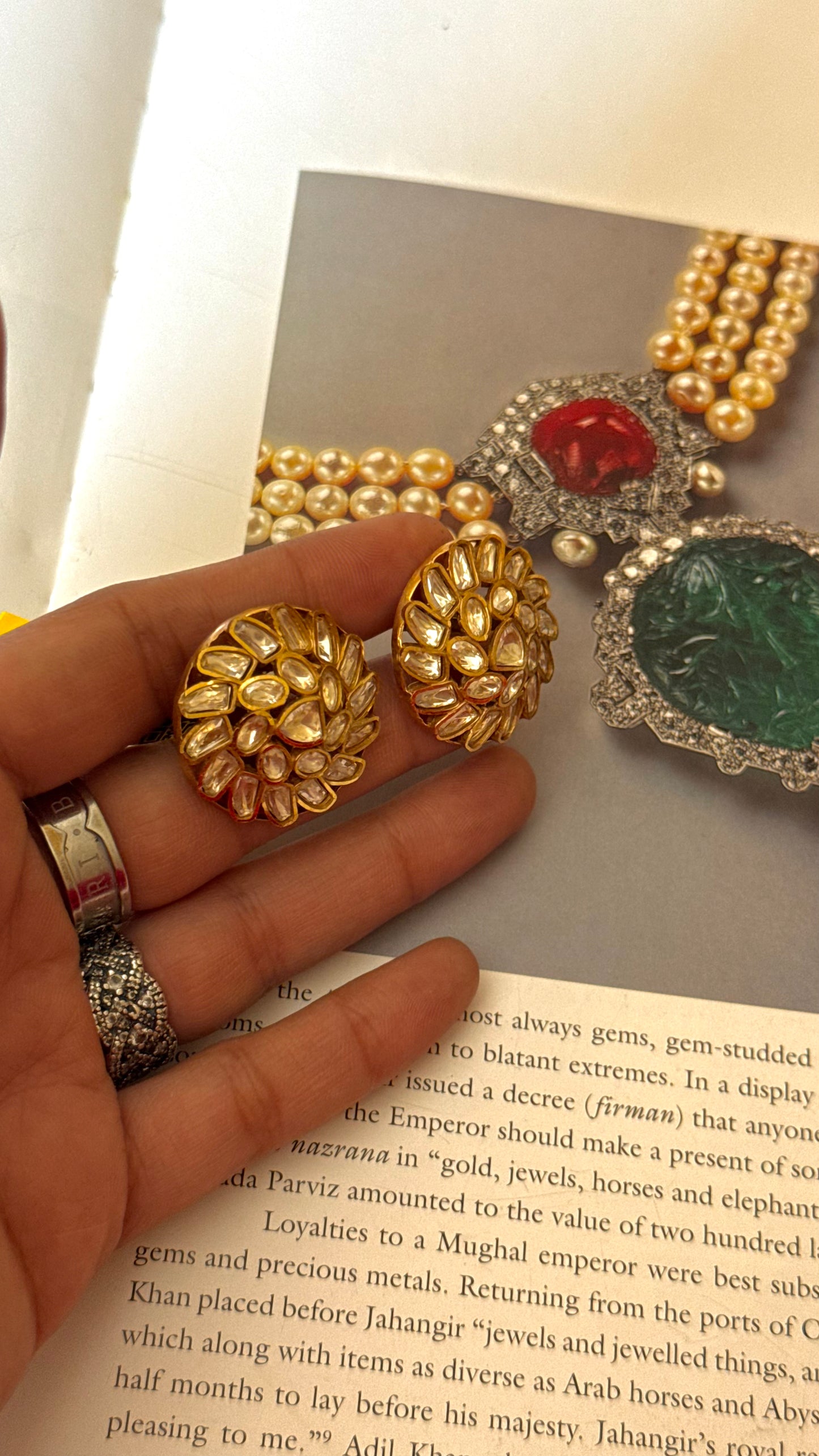 Floral nakshi real diamond studs