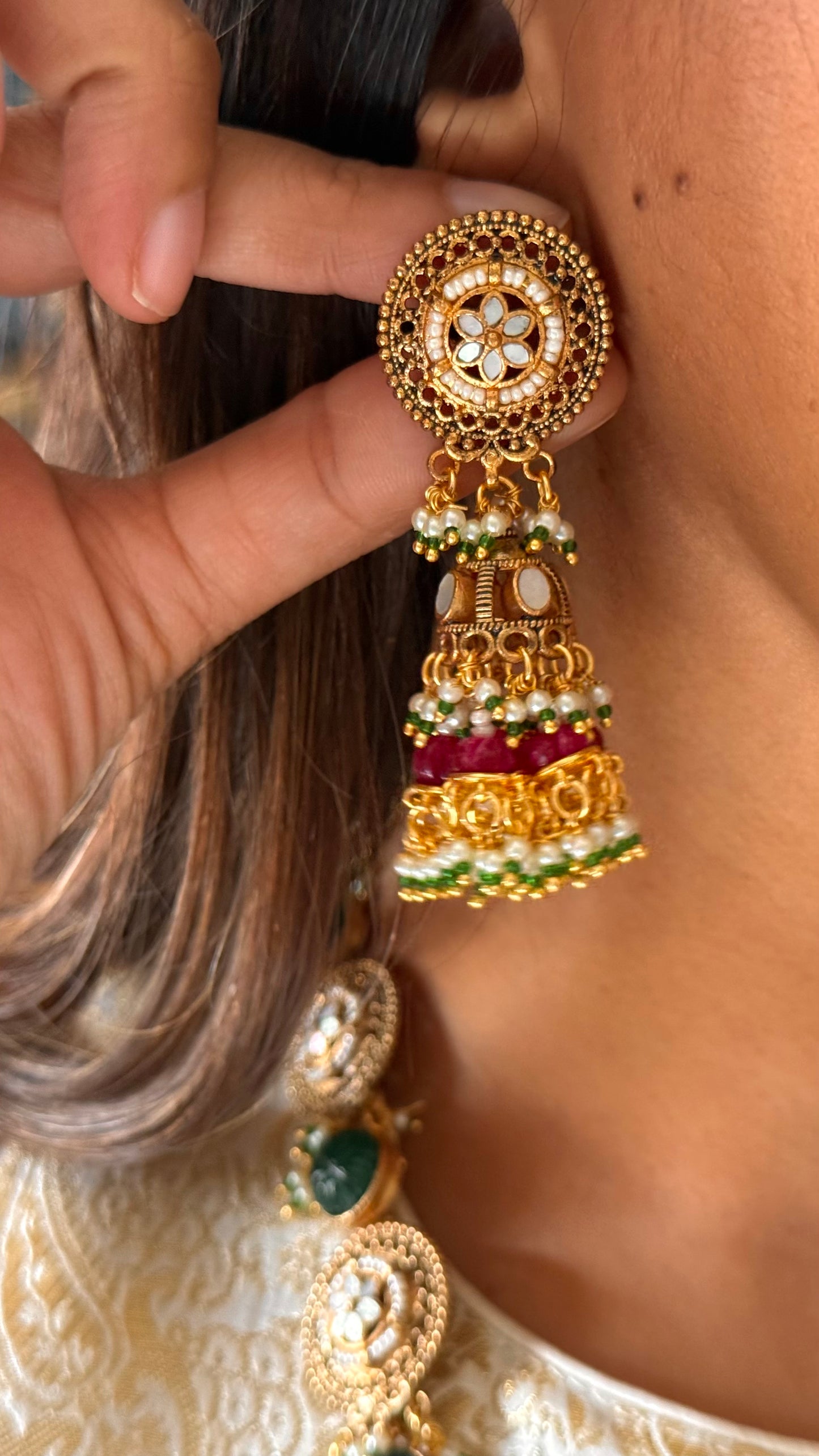 Heritage polki long rajwada ruby long necklace