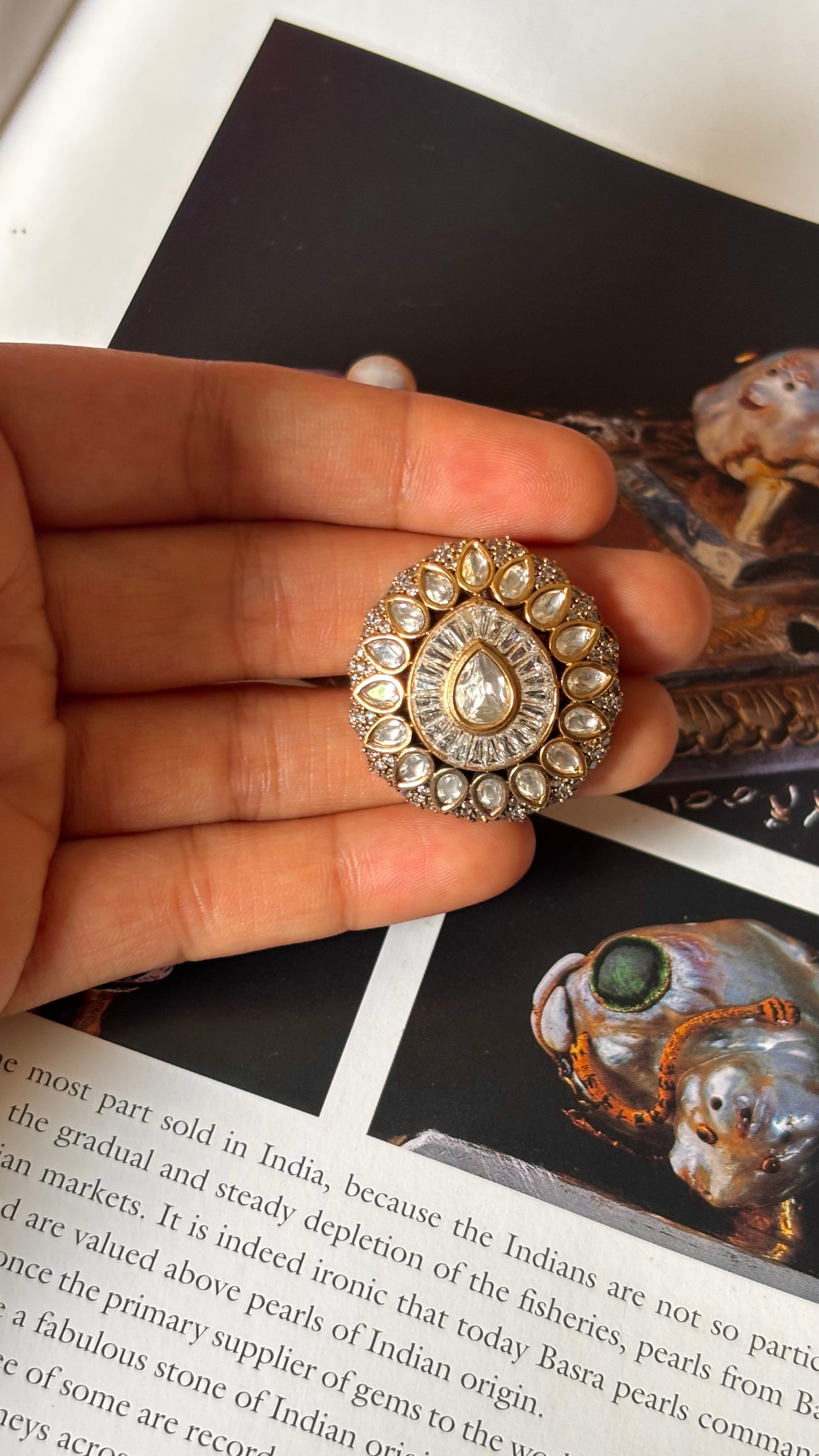 White polki floral ring