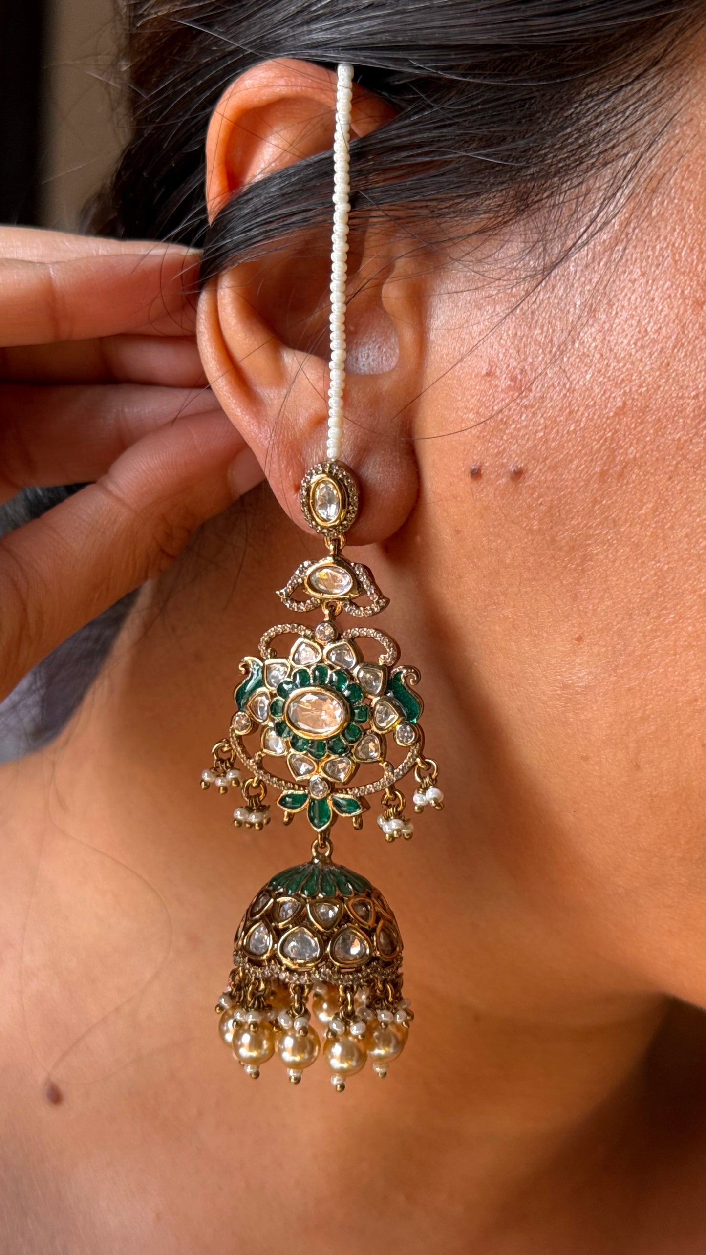 Emerald with drops heritage bridal combo Necklace