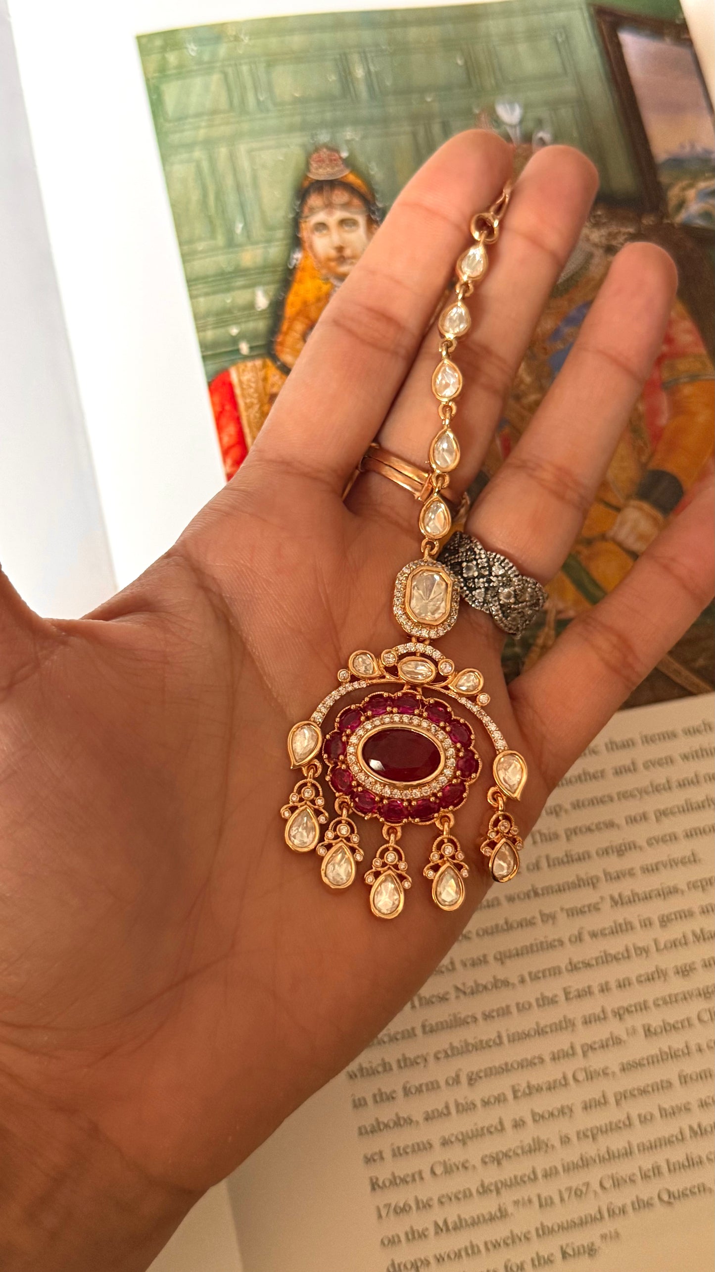 Ruby doublet moissanite maangtika