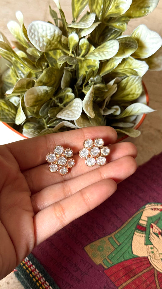 Moissanite floral stud