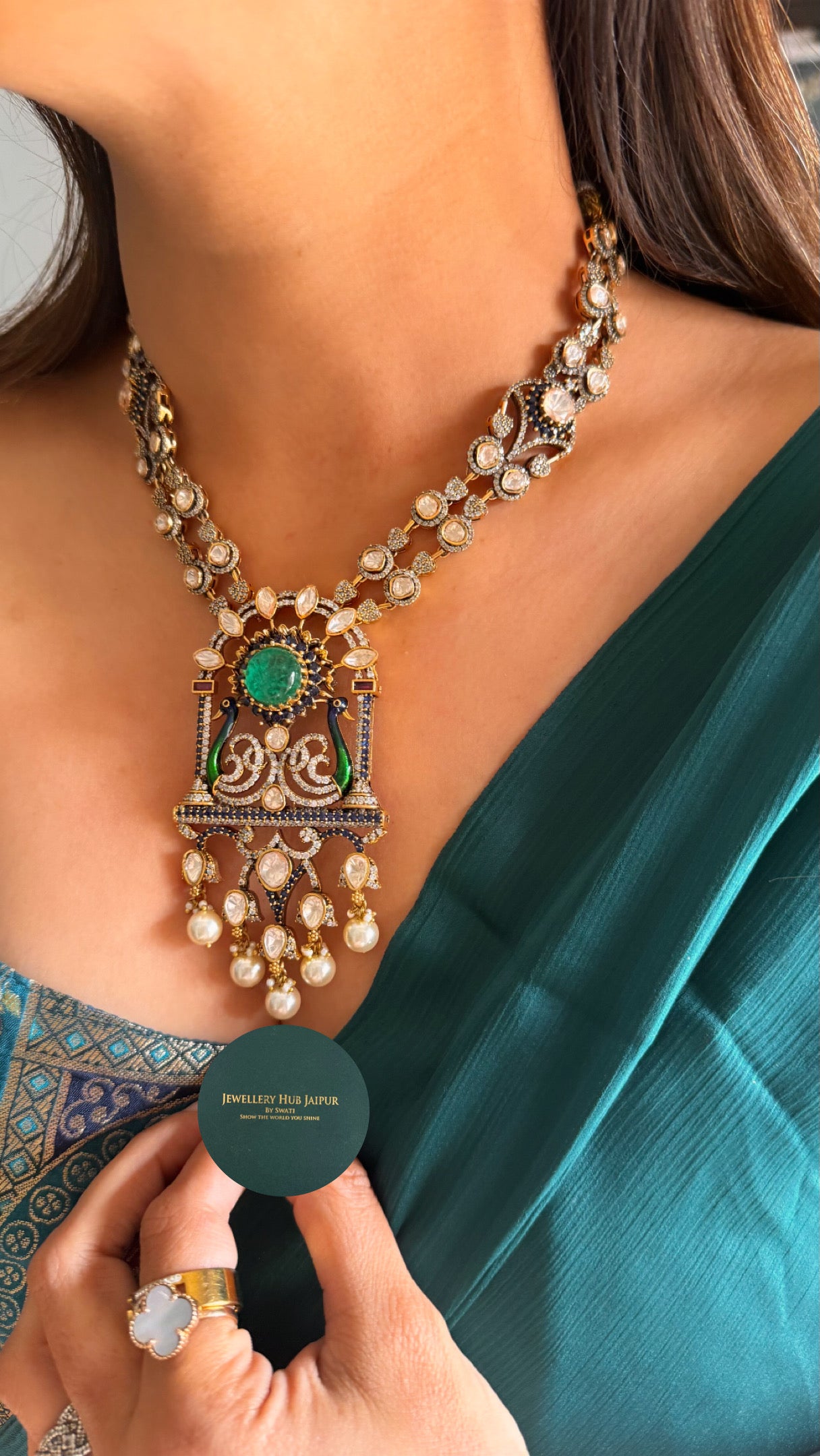 Amrapali inspired peacock heritage necklace