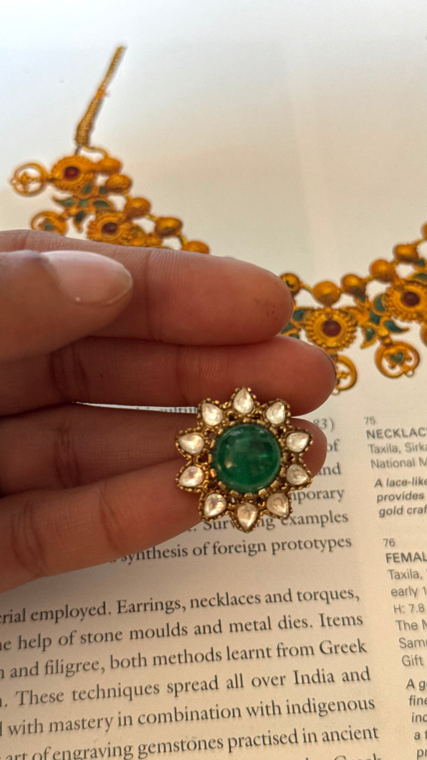 Emerald moissanite floral ring