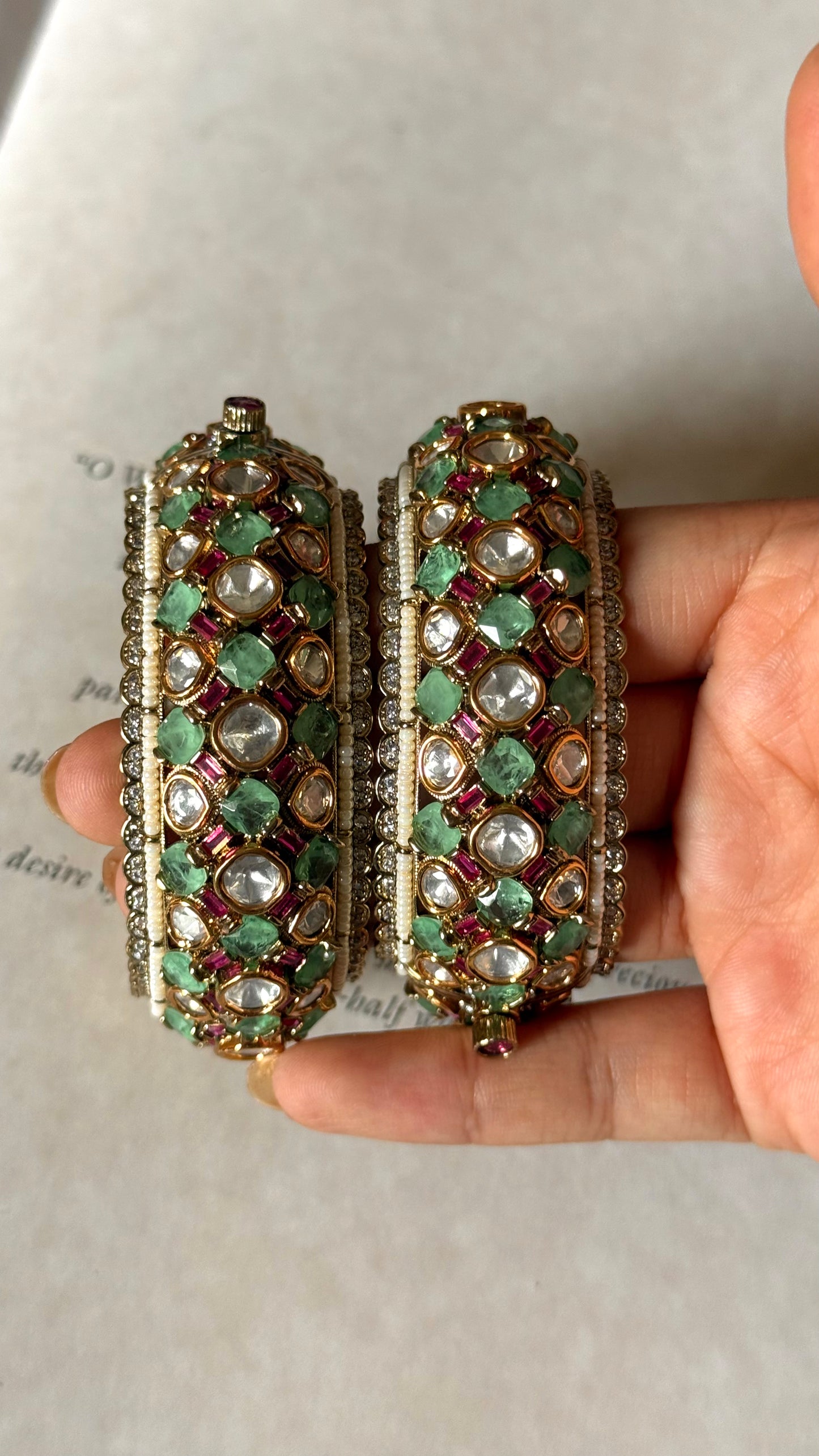 Mint doublet real Moissanite Victorian bangles