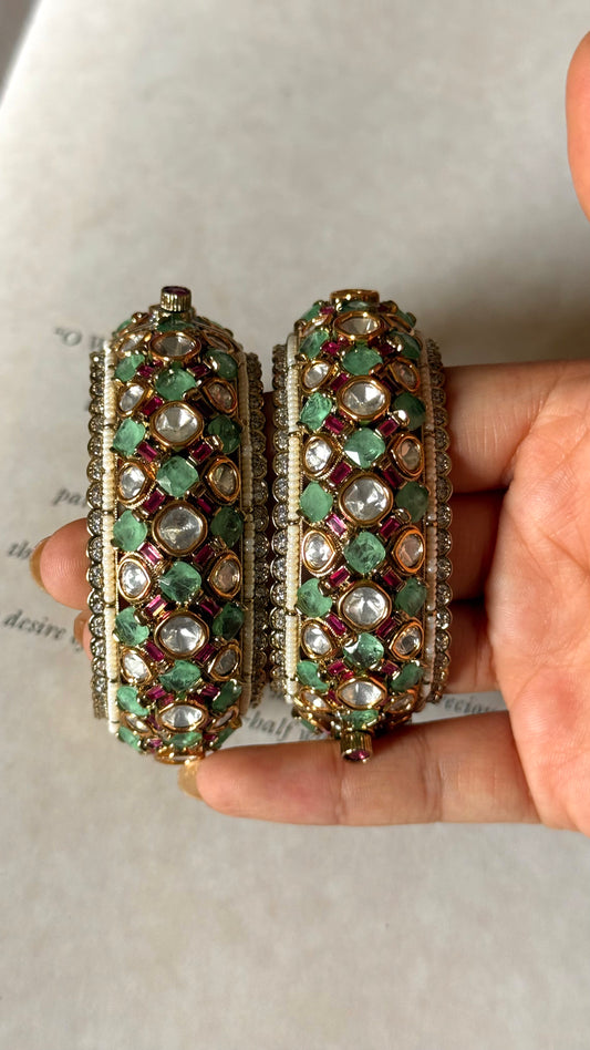Mint doublet real Moissanite Victorian bangles